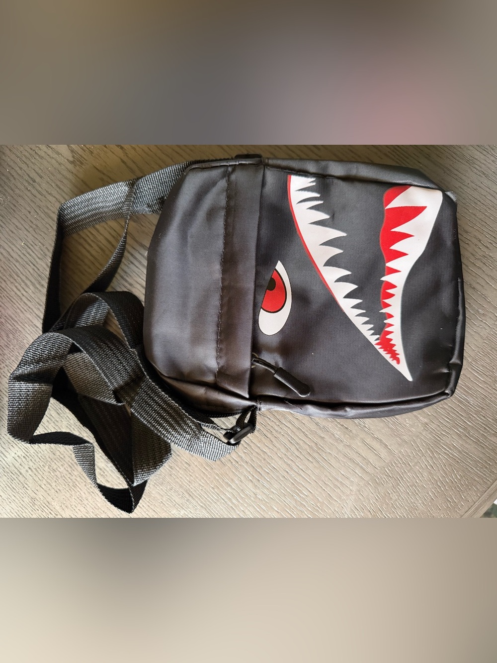 Fanny Pack Bag with Red Accent - Shark Graphic